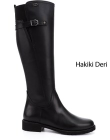 Resim GÖNDERİ(R) Kadın / Kız Siyah Fermuarlı Kauçuk Taban Hakiki Deri Çizme 