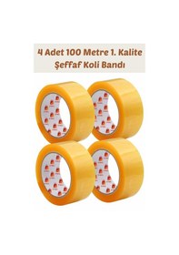 Resim 4 Adet 100 Metre Hotmelt Koli Bandı 1. Kalite Şeffaf Renkli, Güçlü Yapışkan, Kağıda Yapışır 3 