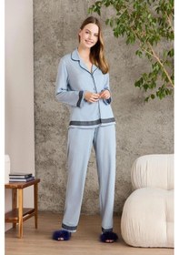 Resim Pierre Cardin 2200 Kadın Uzun Kollu Gömlek Pijama Takımı-mist Mist 