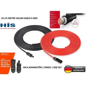 Resim Sunco Solar His Marka 15+15 30 Mt 6mm Staubli Konnektörlü Solar 