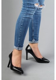 Resim Modabuymus Siyah Rugan Stiletto Topuklu Kadın Ayakabı - Anger 