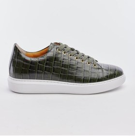 Resim Derinet Hakiki Deri Croco Desenli Erkek Sneaker 