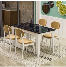 Resim Şimal Yemek Masası 120x72 Beyaz - Royal Mermer 