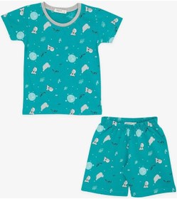 Resim Breeze Girls & Boys Erkek Bebek Şortlu Pijama Takımı Kuala Desenli 9 Ay-3 Yaş, Petrol Yeşili-petrol Yeşili Petrol Yeşili 