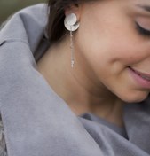 Resim Linya Jewellery Arkalı Önlü Halka Küpe Seti Gümüş 