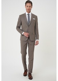 Resim Efor Slim Fit Çift Yırtmaç Dokulu Esnek Klasik Vizon Takım Elbise Tk 915 Vizon 