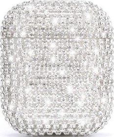 Resim Microsonic AirPods 1. Nesil / 2. Nesil Kılıf Diamond Swarovski Görünümlü Taşlı Gümüş 