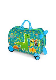 Resim Coral High Kids Mavi Yeşil Dinozor Desenli Otur-çek Çocuk Valizi 16361 Yeşil 
