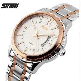 Resim Hanyang Altın Altın Skmeı Yeni Moda Casual Izle Erkekler Tam Çelik Otomatik Tarih Suya Dayanıklı Takvim Kuvars Saatı Relogio Masculino (Yurt Dışından) 