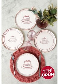 Resim Keramika Pink Cake Nordic Pasta Tabağı 22 Cm 4 Adet 22965-66 Çok Renkli 