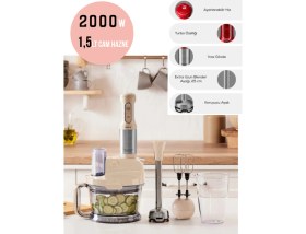 Resim Allians 2000W Paslanmaz Çelik Bıçaklı Mutfak Robotu Soft Cream 