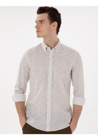 Resim Pierre Cardin Erkek Haki Gömlek Desenli 50304595-vr027 Haki 