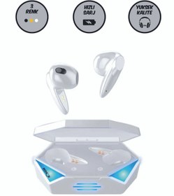 Resim BedrON Oyuncu Kulaklığı Tüm Cihazlara Uyumlu Düşük Gecikme Kablosuz Kulakiçi Rgb Işıklı Bluetooth 5.2 