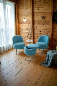 Resim Zinnet Design Bella Oturma Takımı–İkili Koltuk, İki Adet Berjer ve Bir Adet Sandıklı Puf, Ofis & Salon Kullanımı 