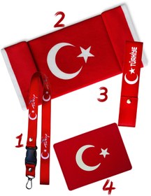 Resim TUSBA MARKET Türk Bayrak'lı Oto Torpido Üstü Peluş Halı / Torpido Üstü Kaydırmaz Ped / Oto Ayna Askısı / Çeki Ipi 