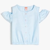 Resim Kız Bebek Düğme Detaylı Bluz 