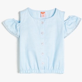 Resim Kız Bebek Düğme Detaylı Bluz 