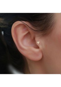 Resim 14 Ayar Altın Kalp Tragus Piercing Sarı 