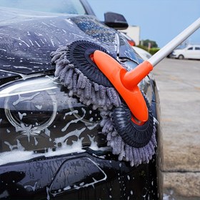 Resim Uzun Saplı Araba Temizleme Malzemeleri Kiti, Chenille Çift Fırça Başlıklı Mop ile Araba Yıkama Araçları 