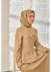 Resim Silk Home Twill İpek Eşarp 11481-27 Vizon, Mavi, Sarı, Yeşil, Koyu Vizon 