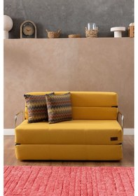 Resim Good Night 150cm Oskar Katlanır Yatak & Koltuk Yıkanabilir Sırt Destekli Sarı 