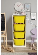 Resim %100 Mdf - Large Mono 4 Büyük Sepetli Oyuncak Dolabı Sarı 