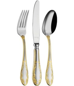 Resim Aryıldız Kariye Plus 84 Parça 12 Kişilik Çatal Kaşık Bıçak Takımı Altın 