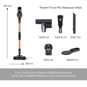 Resim Karaca Vantuz Power Force Pro 2 in 1 Şarj Edilebilir Dik Süpürge Matte Black Bronz 