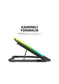 Resim Rampage Sixpower R9 6 Fan RGB Işıklı Telefon Tutuculu Laptop Soğutucu 