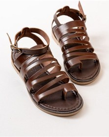 Resim Koyu Kahve Ortopedik Hakiki Deri Kadın Sandalet Çok Renkli 