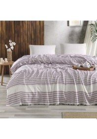 Resim %100 Bambu Mürdüm Çift Kişilik Pike 240x260 