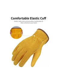 Resim Tongxida Boyutu Sarı İnek Derisi Eldiven - Isıtma, Anti Kayma, Hafif - Kaynak, Tamir, Bahçe Eldiveni 
