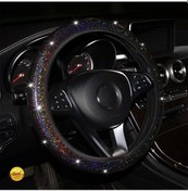 Resim İç Halkasız Bir Flaş Pu Deri Flaş Altın Deri Direksiyon Kılıfı 14.5-15 İnç Black Black 