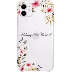 Resim Bukalemun Apple iPhone 11 Gold Flower Telefon Kılıfı 