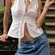 Resim Street Seksi Bağcıklı Kolsuz Tığ İşi Tank Üst 