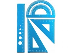 Resim Liyao 4in1 Cetvel Mavi 4 In 1 Metal Cetvel Alüminyum Alaşımlı Açı Cetvel Iletki Üçgen Cetvel Çok Fonksiyonlu Ölçme Alet Takımı Kare Açıölçer (Yurt Dışından) 