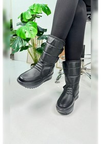 Resim Nstil Alves Unisex Kadın - Erkek - Çocuk Kar Botu İçi Kürklü Cırt Cırtlı Kaymaz Taban Ayakkabı 802 Siyah 