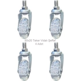 Resim Adilon Ofis Koltuk Dolap Etajer 360 Derece Döner 50 x 20 Vidalı Teker Şeffaf 50 mm (4 Adet) 