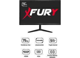 Resim Fury 19" Geniş Ekran 75 Hz 5ms Vga,hdmı Led Monitör 