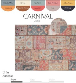 Resim Cool Halı Carnival Renkli Patchwork Halı Yolluk Dokuma Şönil Halı Yıkanabilir Eskitme Vintage Halı Çok Renkli 
