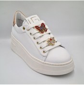 Resim Greyder 59273 Beyaz Altın Renk Hakiki Deri Kalın Taban (5cm) Kadın Sneaker Spor Ayakkabı 