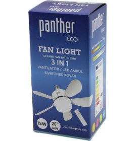 Resim 3in1 Vantilatör - Led Ampul - Sivrisinek Kovar Kumandalı 20 İnç 15w 3-kademe Hız 18x52cm Brkt-137252 5250 