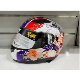 Resim Sway 816 Queen Flower Full Face Kask Beyaz - Kırmızı - Mor 
