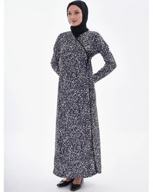 Resim Miss Ledonna Puantiyeli Yandan Bağlamalı Namaz Elbisesi-21007 Gül Kurusu 