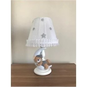 Resim Bebek Çocuk Odası Abajur Kahve Ayıcık Gri Elbise 