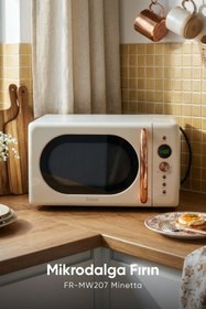 Resim Fressi Retro Minetta 20 Litre Izgara Raflı Mikrodalga Fırın 700W FR-MW207 