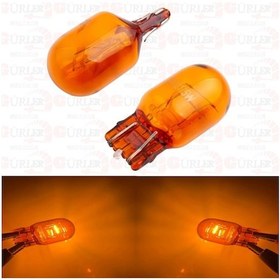 Resim T20 Turuncu Park Ampul T20 21W Park 12V Çift Duy Cam 