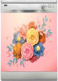 Resim Bulaşık Makinesi Sticker Kaplama Beyaz Eşya Kaplama 3 Boyutlu Gül 