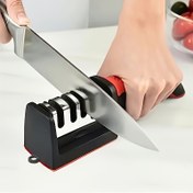 Resim 4 Aşamalı Bıçak Bileyici, Profesyonel Mutfak Bileme Taşı Aleti, Metal ve Plastik, Elektrik veya Pil Gerektirmez, Elektrokaplama Tungsten Karbür ve Seramik Taşlarla 