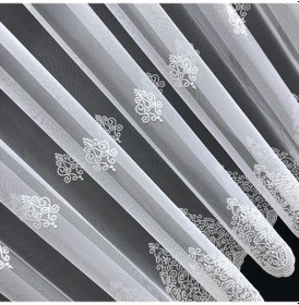 Resim Tül Perde Kırışmaz Grek Zemin Serpme Işleme 2 Farklı Desen Çok Renkli 